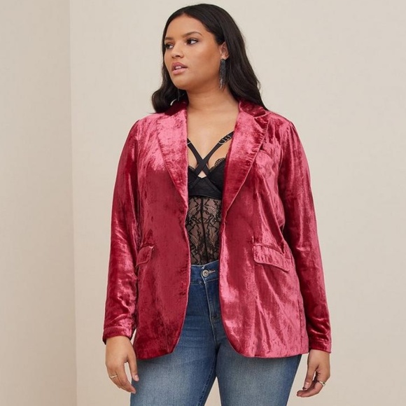 Torrid Jackets & Blazers - Torrid Red Velvet Classic Blazer NWT Size 1X